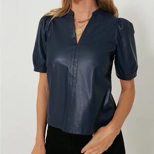 HYACINTH HOUSE
Navy Faux Leather Top